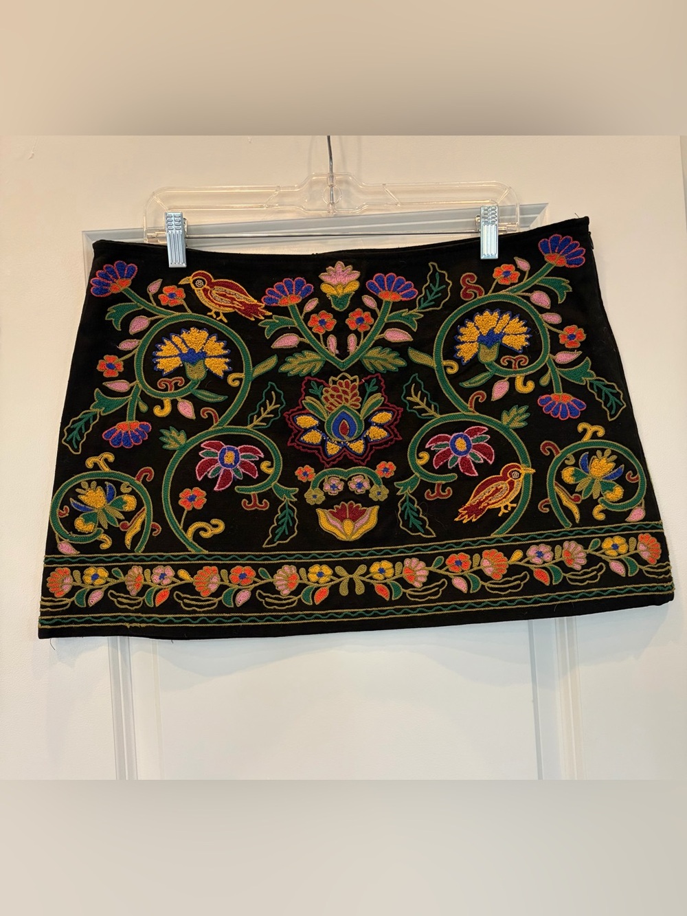 Zara Embroidered Floral Black Mini Skirt